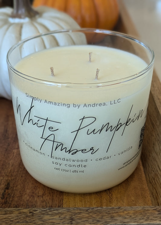 White Pumpkin Amber Soy Candle (large)